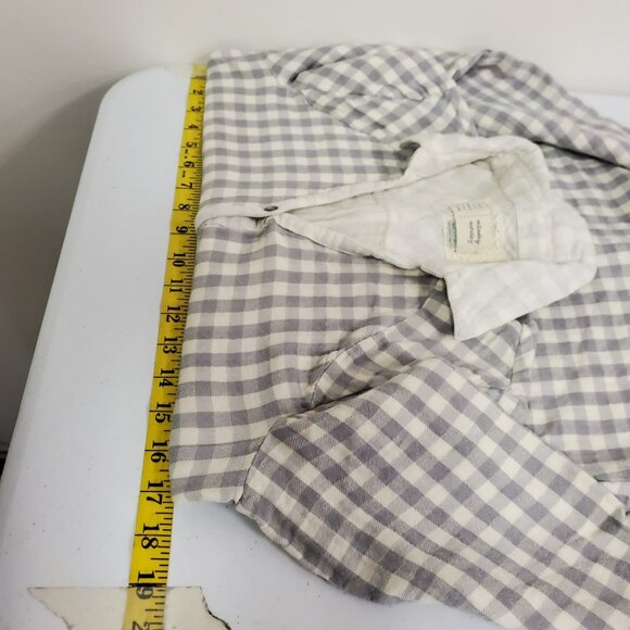 Anthropologie Oversized Gingham Plaid Button Up Top Size XS Country Gauzy Cotton - Picture 8 of 11